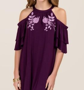 Purple off shoulder dress